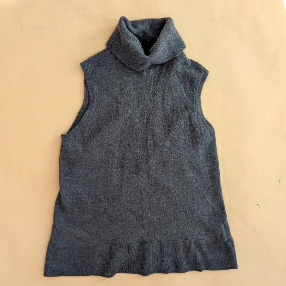 H by Halston Layering Essentials Grey Wool Sleeveless Turtleneck Sweater Size L